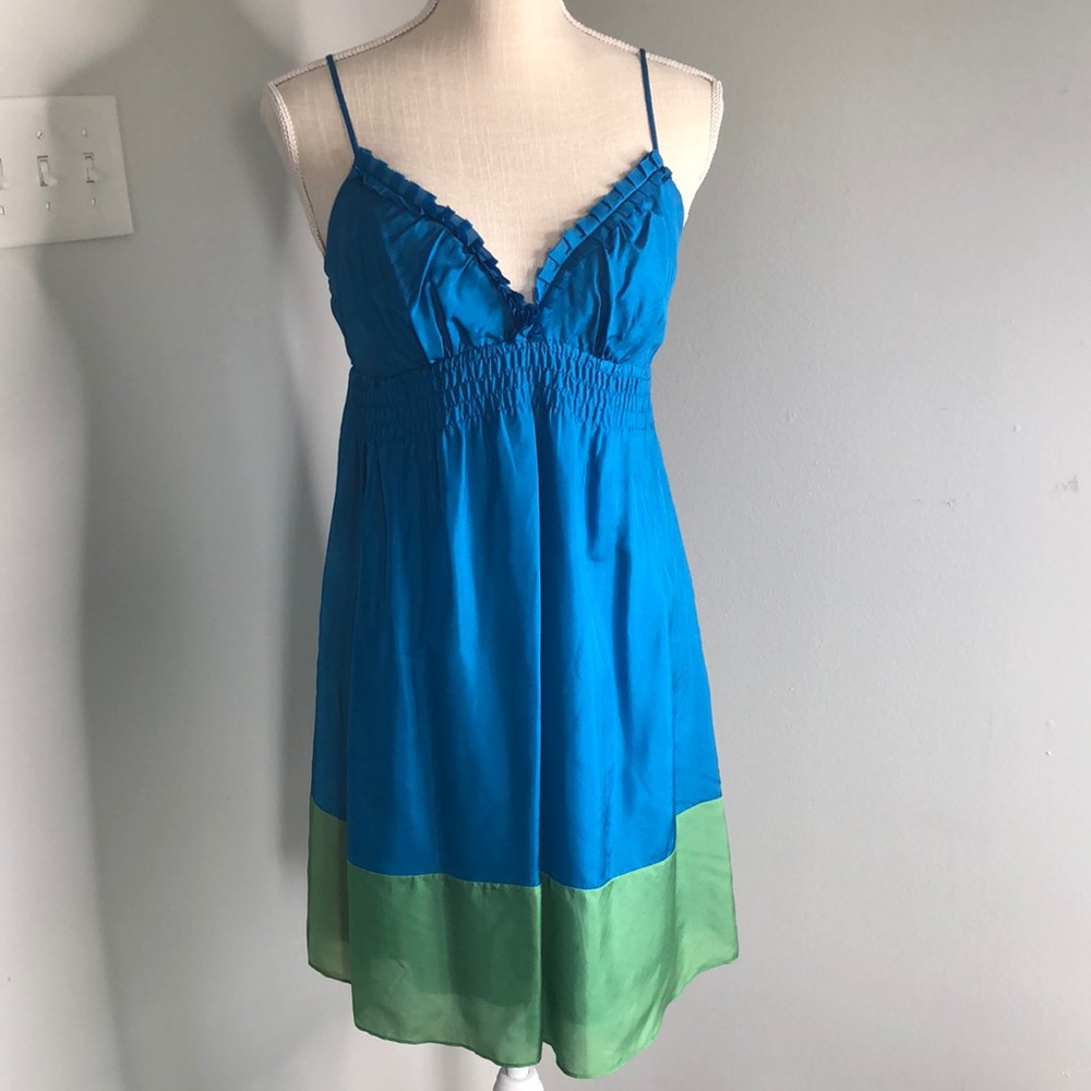 A.B.S. silk blue/green sundress - Picture 1 of 6